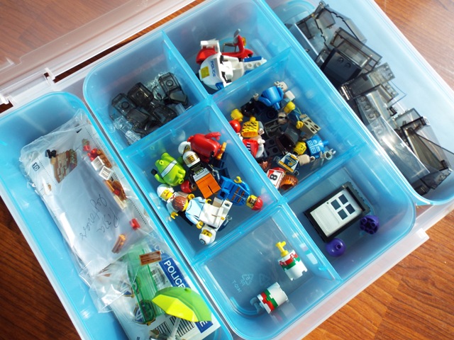 A sectional container to keep Lego odds and ends separate