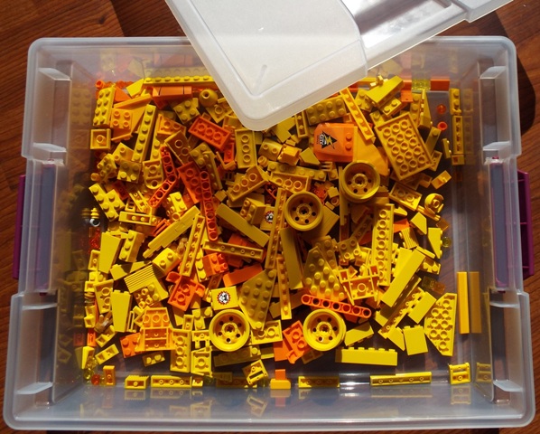 Sterlite bin storage was the answer to our Lego Organization.