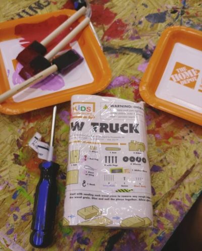 Supplies received at Home Depot kids workshop
