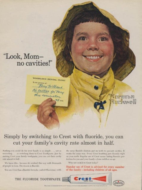 Promotional ad for Crest Fluoride Toothpaste.