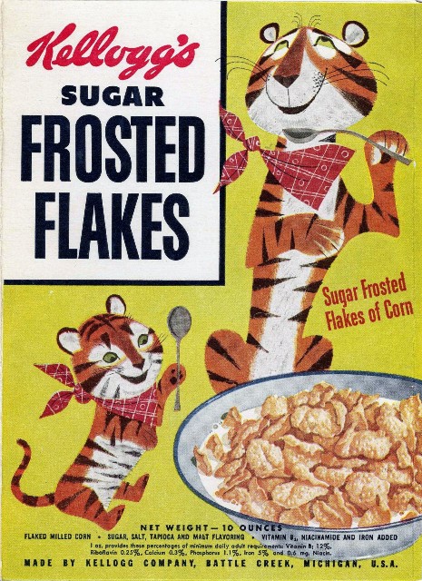 Vintage Sugar Frosted Flakes cereal box.