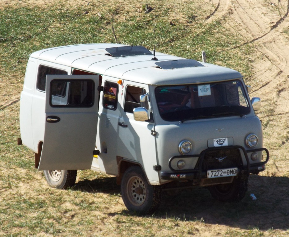 Russian off-roading van in Mongolia