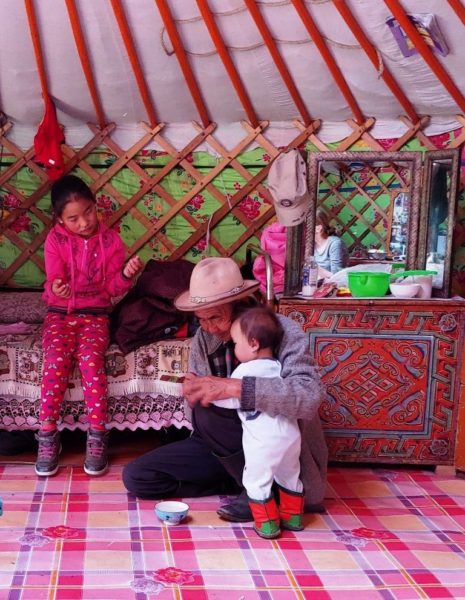 A Mongolian Family in their Ger.