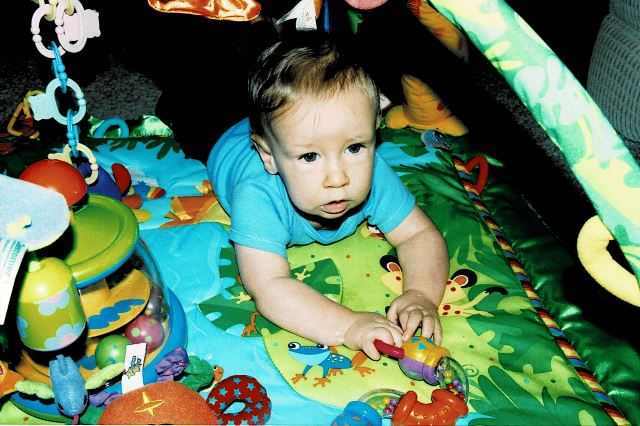 Infant having tummy time