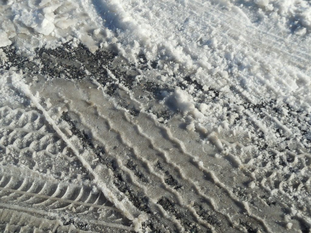 Compacted snow tracks