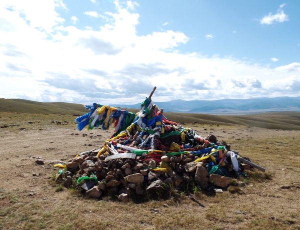 An ovoo in Mongolia