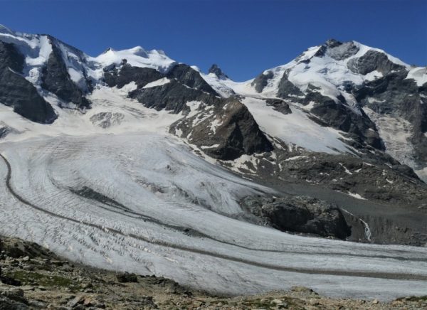 Glacier with lateral and medial moraines