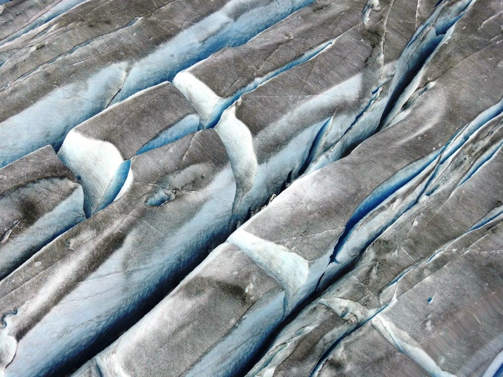 Crevasses in a glacier