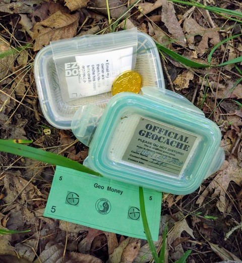 Geocaching Box and contents