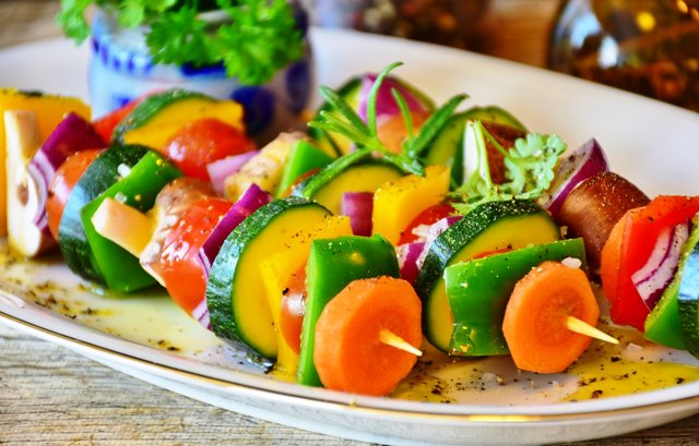 Healthy foods on a stick.