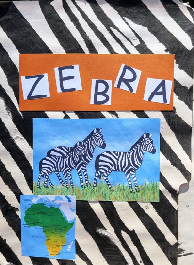Paint made an effective visual cover on this zebra lapbook.