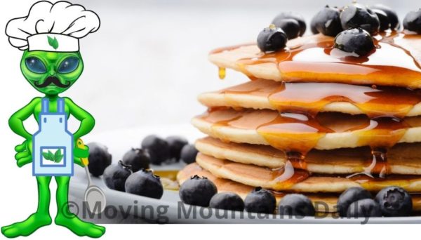Plate of pancakes and a chlorophyll molecule chef